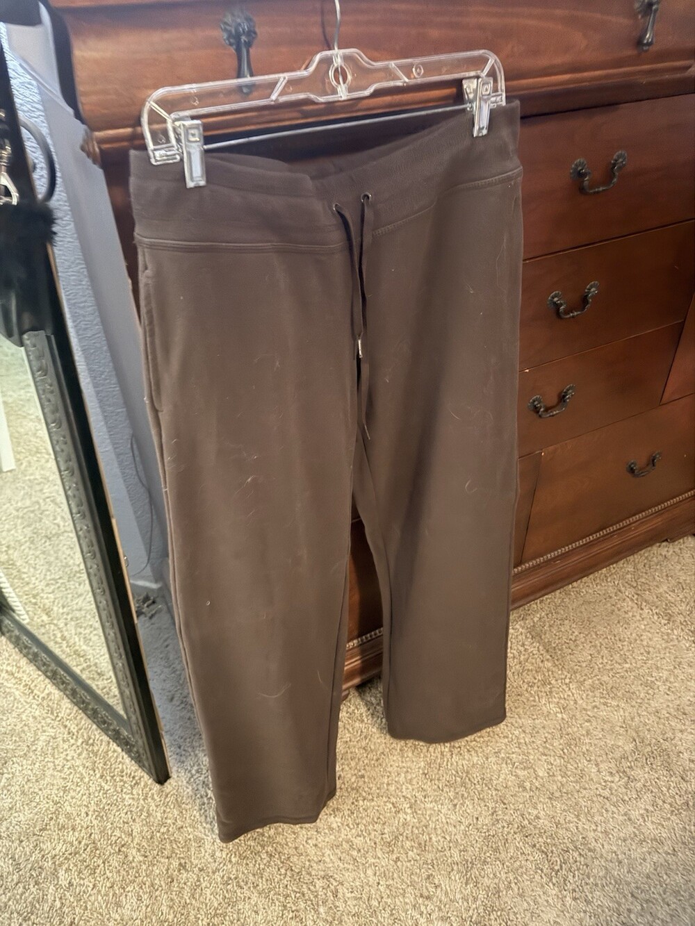 New York & Company Women’s Pants Drawstring Beachwear Linen blend Brown Large